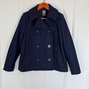 Y2K Gap Dark Navy Blue Wool Blend Short Double Breasted Winter Peacoat Size XL